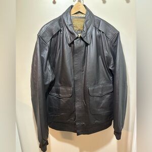 Vtg Us Air Bomber Jacket Flyers Leather Type A2 Brown Mens XL Tall Map Liner EUC